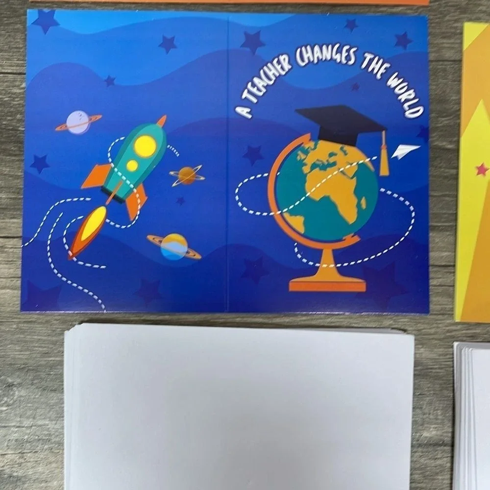 Teacher Appreciation‎ Greeting Cards Set Multicolor School Theme
